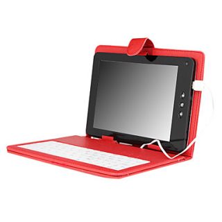 Leather Protective Case with Keyboard built in the sliding lock for 8 Inch Tablet PC   Red