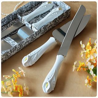Calla Lily Design Cake Knife and Serving Set
