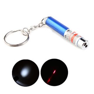 2 in 1 LED Red Laser Pointer Flashlight with Keychain Blue