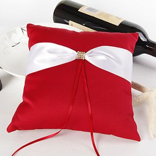 Bold Red Wedding Ring Pillow With Ivory Sash