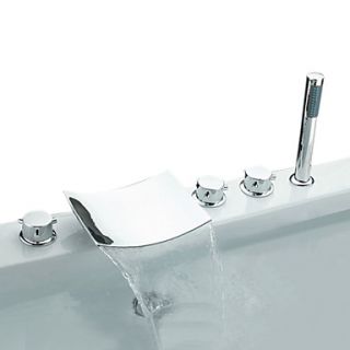Chrome Three Handles Widespread Bathtub Faucet