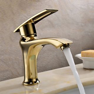 Ti PVD Finish Solid Brass Single Handle Centerset Bathroom Sink Faucet