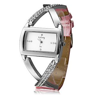 Womens Fashion Cross Case Pink PU Band Quartz Analog Wrist Watch