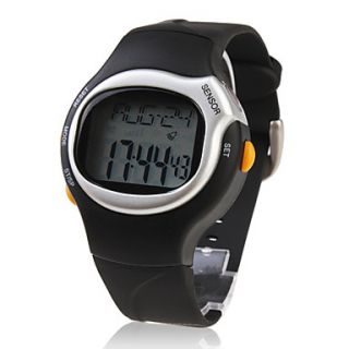 Unisex Heart Rate Monitor Calories Counter Silver Case Silicone Band Digital Wrist Watch
