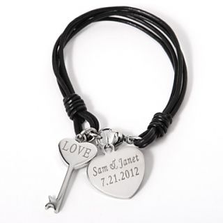 Personalized Bracelet With Key And Heart Charms