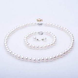 AA Freshwater Pearl Jewelry Set – Necklace, Bracelet Earrings