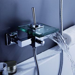 Contemporary Waterfall Tub Faucet with Glass Spout (Wall Mount)