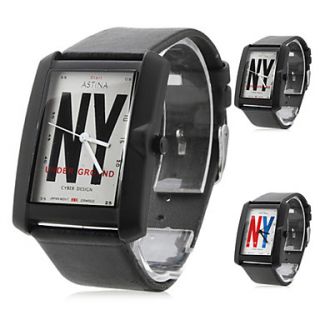 Unisex Leather Analog Quartz Wrist Watch (Black)