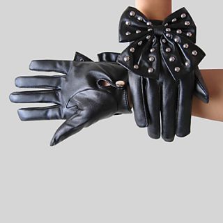 Faux Leather Fingertips Wrist Length Party/ Evening Gloves
