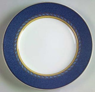 Mikasa Florentine Blue Salad Plate, Fine China Dinnerware   Blue Rim,Leaf Band,T