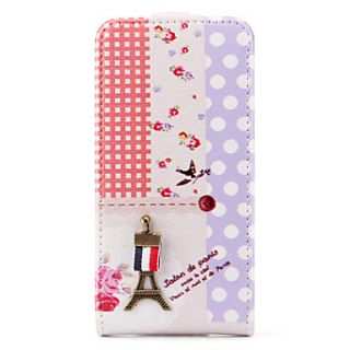 Metal Tower Design Full Body Flip Case for iPhone 4 and 4S (Pink and Purple)