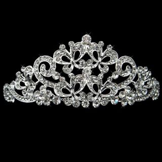 Silver Alloy Rhinestone And Pearl Flying Butterfly Bridal Tiara