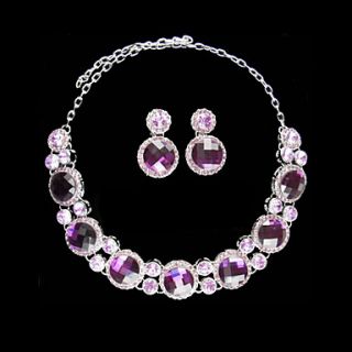 Lilac Rhineston Ladies Jewelry Set Including Necklace and Earrings