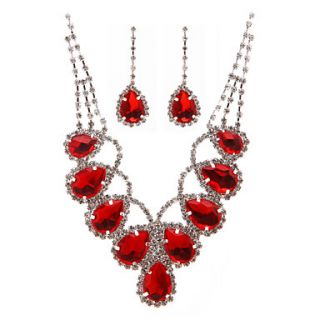 Luxurious Rhinestone Ladies Jewelry Set Including Necklace And Earrings