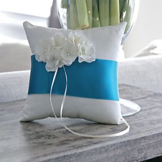 Rhinestone Bloom Ring Pillow With Azure Sash