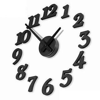 12H DIY Numbers Analog Wall Clock (Black, 1xAA)