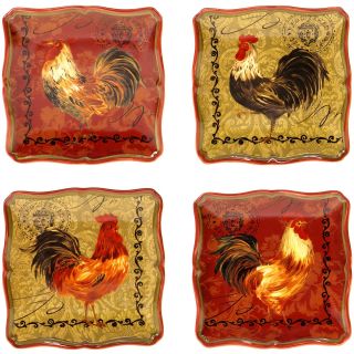 Tuscan Rooster Set of 4 Canapé Plates