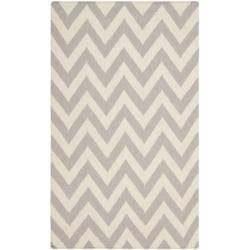 Safavieh Hand woven Moroccan Dhurrie Chevron Grey/ Ivory Wool Rug (3 X 5)