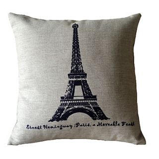 Eiffel Tower Cotton Decorative Pillow Cover