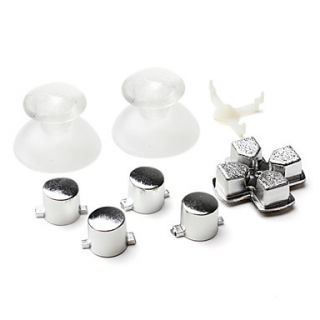 Custom Replacement Button Set for PS3 Controller (Silver)