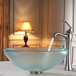 Kraus Bathroom Combo Set Frosted Glass Vessel Sink/faucet