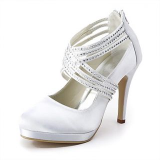 Satin Stiletto Heel Pumps With Rhinestone Wedding Shoes (More Colors Available)