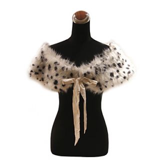 Elegant Faux Fur With Ribbons / Animal Print Party / Evening Shawl / Wrap