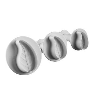 Leaf Shape Cake and Cookie Cutter Mold with Plunger (3 Pieces)