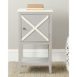 Safavieh Ward Grey/ White Side Table (Grey and whiteMaterials Poplar woodDimensions 30.1 inches high x 16.5 inches wide x 14.1 inches deepThis product will ship to you in 1 box.Furniture arrives fully assembled )