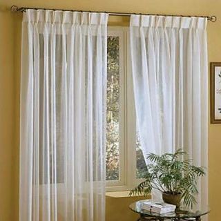 (One Pair) Linen White Solid Sheer Curtain