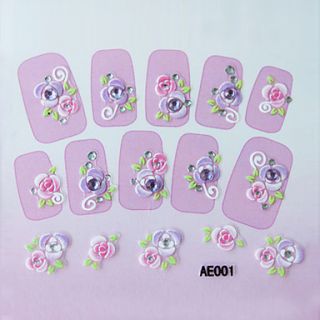 Embossed Flowers Nail Sticker(3 pcs)