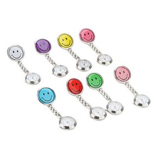 Womens Colorful Smiling Face Pattern Alloy Case Quartz Pocket Watch (Assorted Colors)