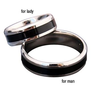 Black Stripe Titanium Steel Couple Ring