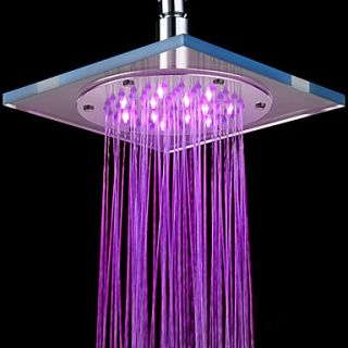 Contemporary 7 Colors Changing LED Chrome Shower Faucet Head of 8 inch