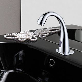 Contemporary Chrome Finish Bathroom Sink Faucet with Automatic Sensor