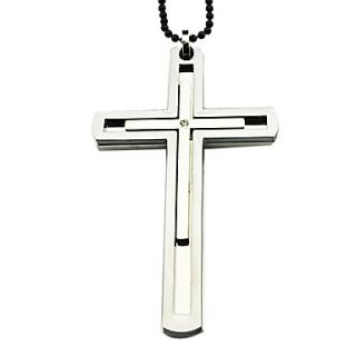 Double Cross Pattern Alloy Necklace (Silver)