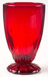 New Martinsville Janice Ruby Water Goblet   4500,Ruby,Drape,Depression Glass