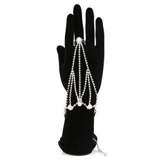 Gorgeous Ladies Infix Pearls Rhinestone Bracelet And Ring