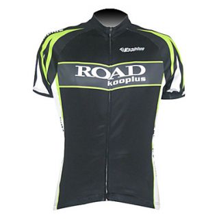 Kooplus Mens 100% Polyester Short Sleeve Cycling Jersey (Road Green)