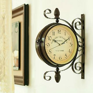 15.75H Retro Style Double Dial Wall Clock in Iron