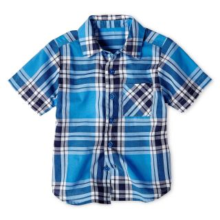 Okie Dokie Plaid Woven Shirt   Boys 12m 6y, Blue, Blue, Boys