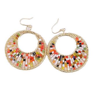 Rose Gold Color Plated Bright Beads Big Circle Alloy Earrings