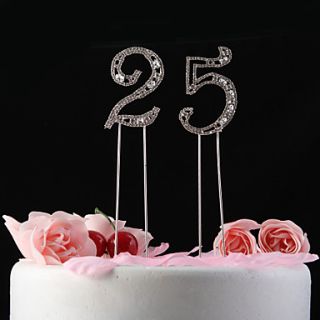 Shining Rhinestones With Pattern Nunmer Cake Topper (Stick Length 12cm)