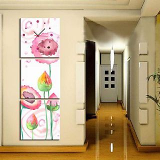 12 24 Modern Style Floral Wall Clock in Canvas 3pcs