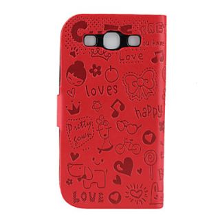 Cute Faerie Pattern PU Leather Wallet Case for Samsung Galaxy S3 I9300 (Red)