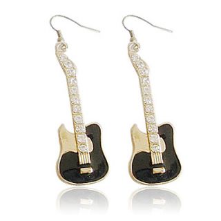 Charming Alloy Guitar Design Crystal Drop Earrings