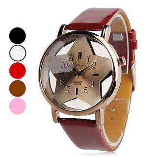 Unisex Hollow Star Style Dial PU Band Quartz Analog Wrist Watch (Assorted Colors)