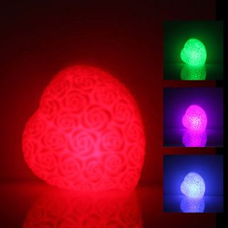 Rose Heart Shaped Colorful Light LED Night Lamp (3xLR44)