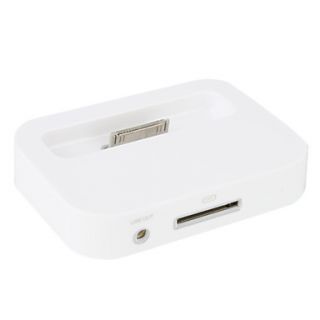 Charging Sync Cradle Dock with Audio AUX Cable for iPhone 4 and 4S (White)