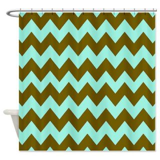  Blue and Brown Chevron Shower Curtain  Use code FREECART at Checkout